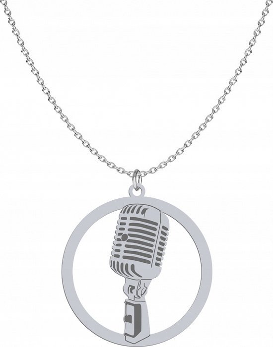 Radziszewska Jewellery Naszyjnik Srebrny z Mikrofonem Mikrofon 925 Łańcuszek GRAWER GRATIS