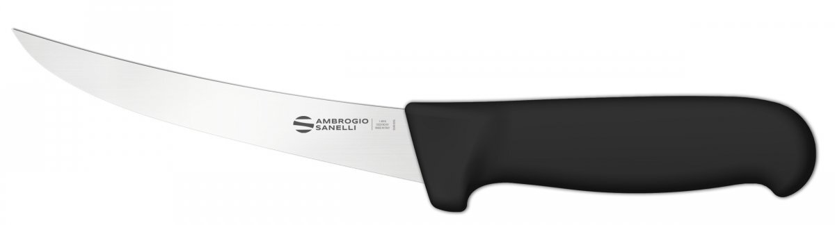 Ambrogio Sanelli Nóż trybownik zakrzywiony Supra, elastyczne ostrze, 15 cm, czarny