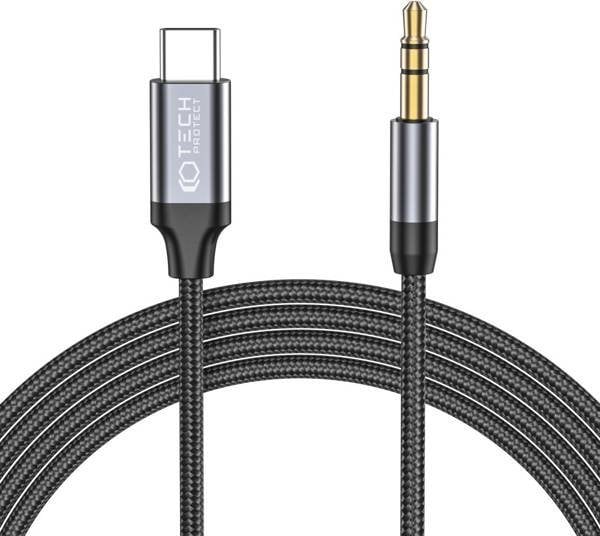 Kabel USB Tech-Protect USB-C - mini Jack 3.5 mm 1 m Czarny (THP1582)