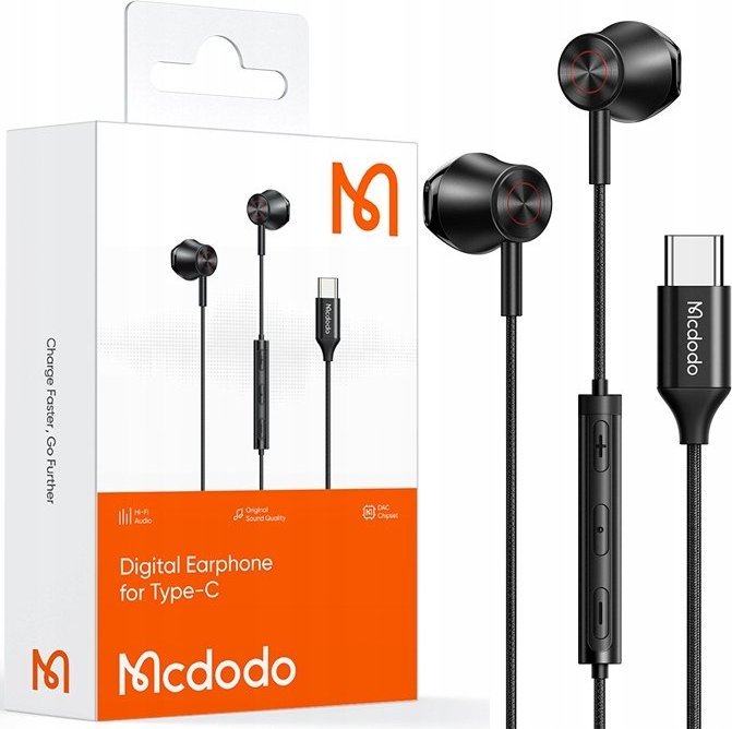 Słuchawki Mcdodo MCDODO SŁUCHAWKI PRZEWODOWE USB-C Z MIKROFONEM DOUSZNE Z DAC DO TELEFONU