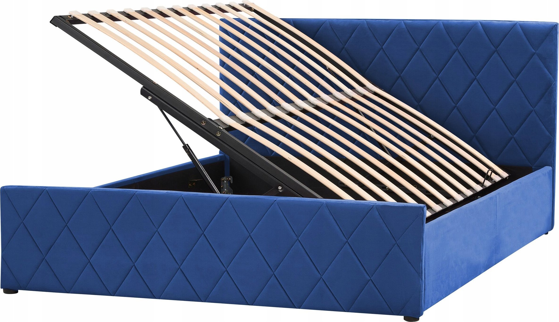 Beliani Łóżko z pojemnikiem welurowe 140 x 200 cm niebieskie ROCHEFORT