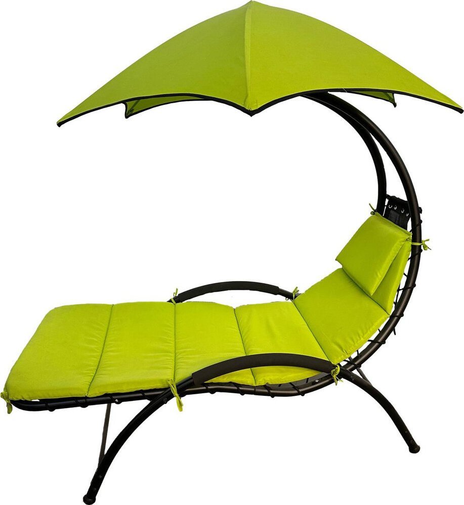 Saska Garden LEŻAK FOTEL Z PARASOLEM BERGAMO 200x125x180CM LIMONKA