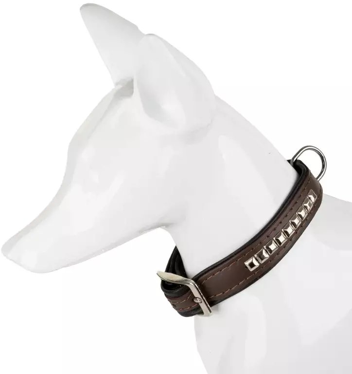 Obroża dla psa, wzór kostki, 20MM/45CM brązowa