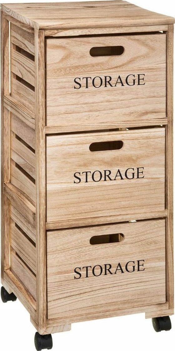 5five Komoda na kółkach, mobilny regał do przechowywania, drewniana szafka z 3 szufladami