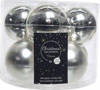 Kaemingk Bombki choinkowe świąteczne srebrne zestaw 8 szt.