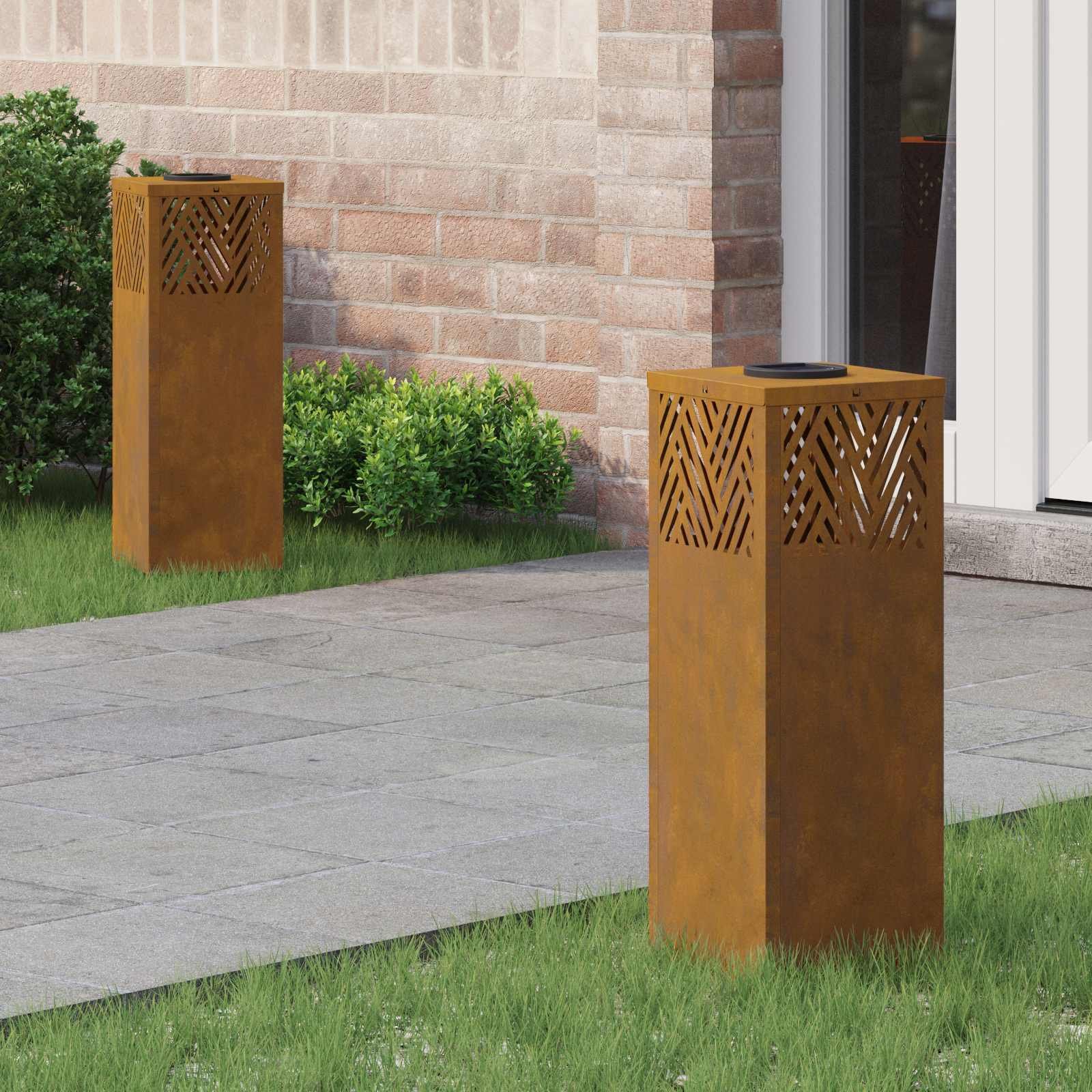 vidaXL Słoneczna LED lampa na ścieżkę 2 pcs Stal Corten