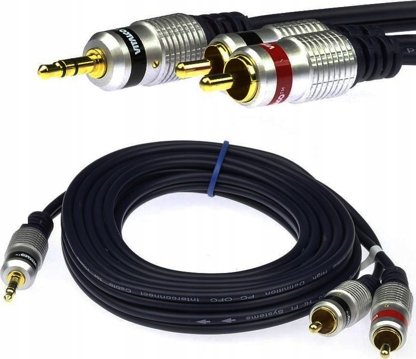 Kabel Vitalco Przyłącze JKD10 wtyk 3,5 2xwtyk RCA 20m JACK cinch