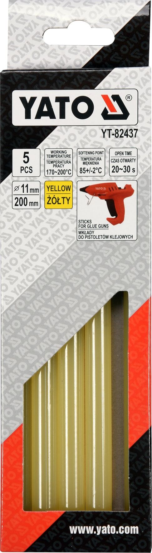 Wkłady klejowe Yato 11 mm x 200 mm żółte 5 szt. YT-82437