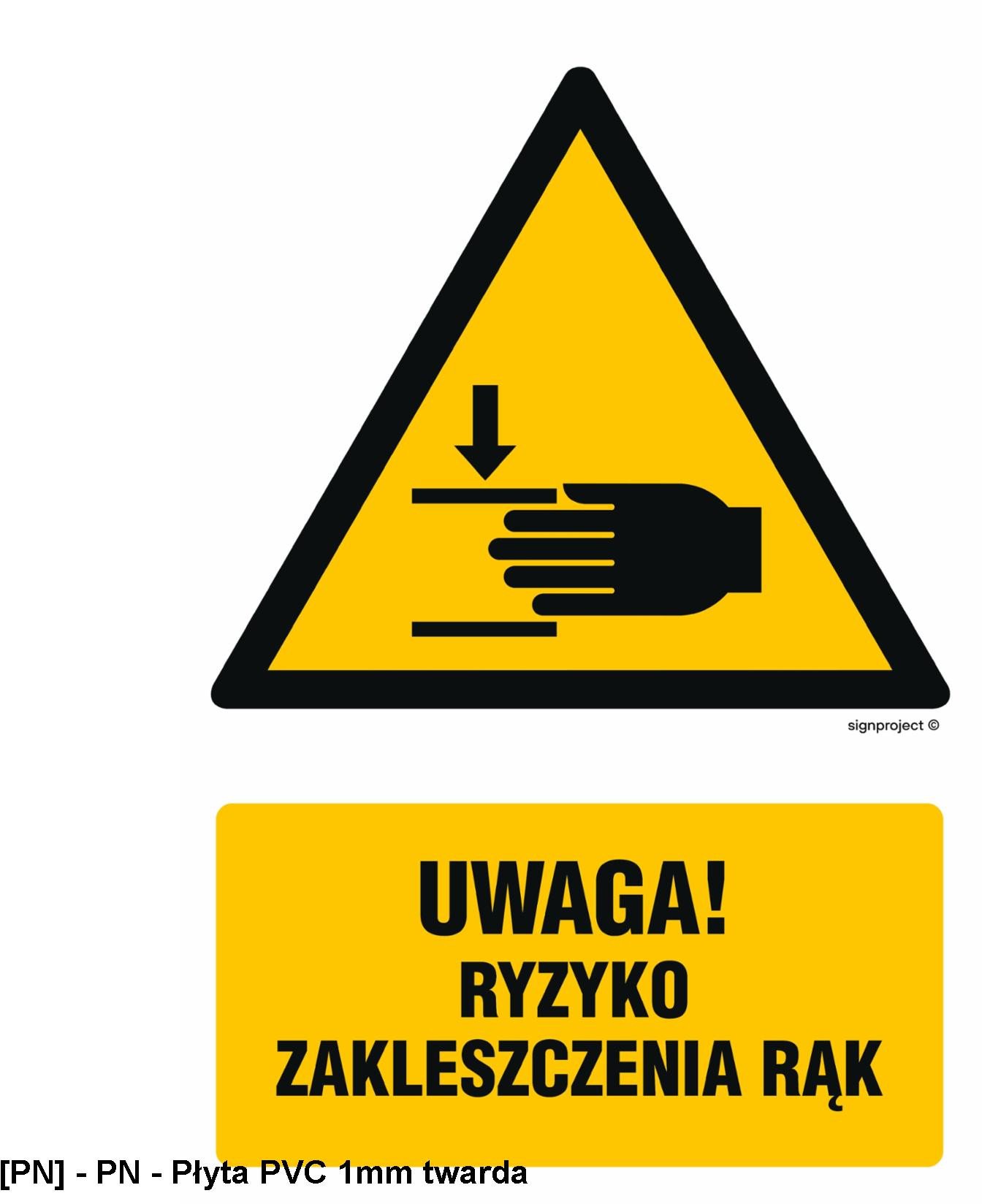 GF045 - Uwaga ryzyko zakleszczenia rąk 350x525