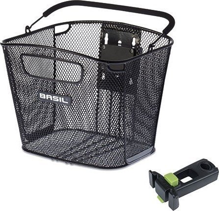 Basil Kosz na wspornik kierownicy BASIL BOLD FRONT KF + KLICKFIX ADAPTER + HANDLEBAR HOLDER ( śr.22.4-28.6mm) odpinany stalowy czarny (NEW 2024)