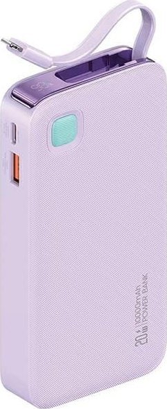 Powerbank Usams USAMS Powerbank ze zwijanym kablem Retractable Lightning 10000 mAh PD 20W Fast Charge XY Series fioletowy/purple 10KCD22503 (US-CD225)