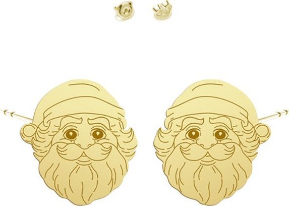 Radziszewska Jewellery Kolczyki Pozłacane sztyfty Święty Mikołaj Boże Narodzenie