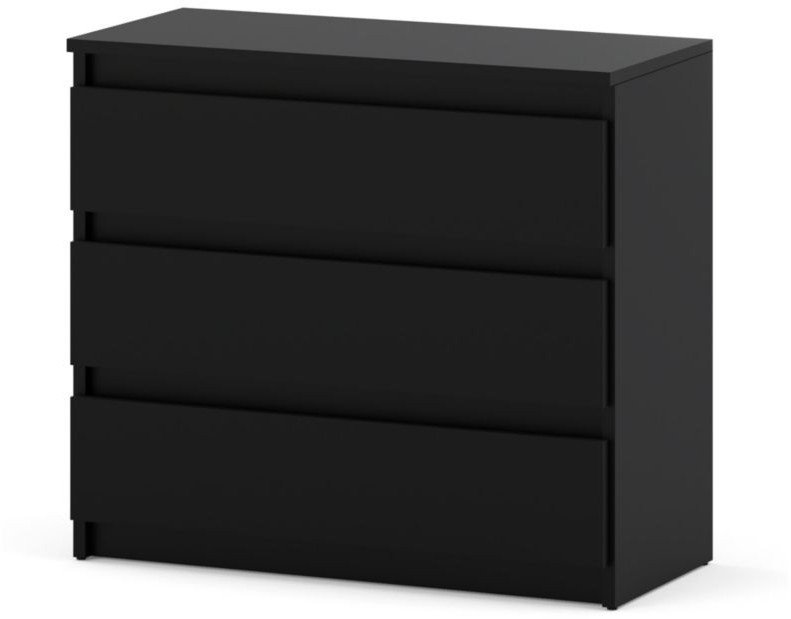 Komoda 3 Szuflady Szafka 80cm Nowoczesna Salon Sypialnia Loft Czarna Mat