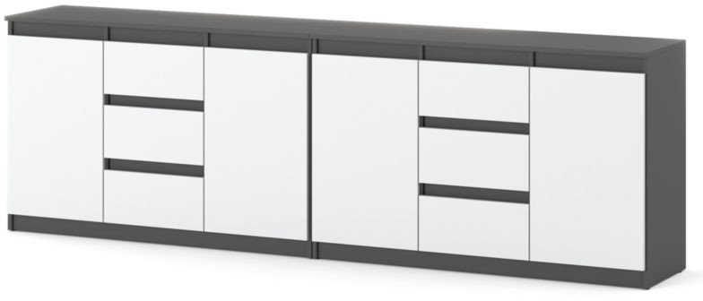 Komoda 240cm Do Pokoju Szafka 6 Szuflad 240cm Loft Szary Biały Mat Salon