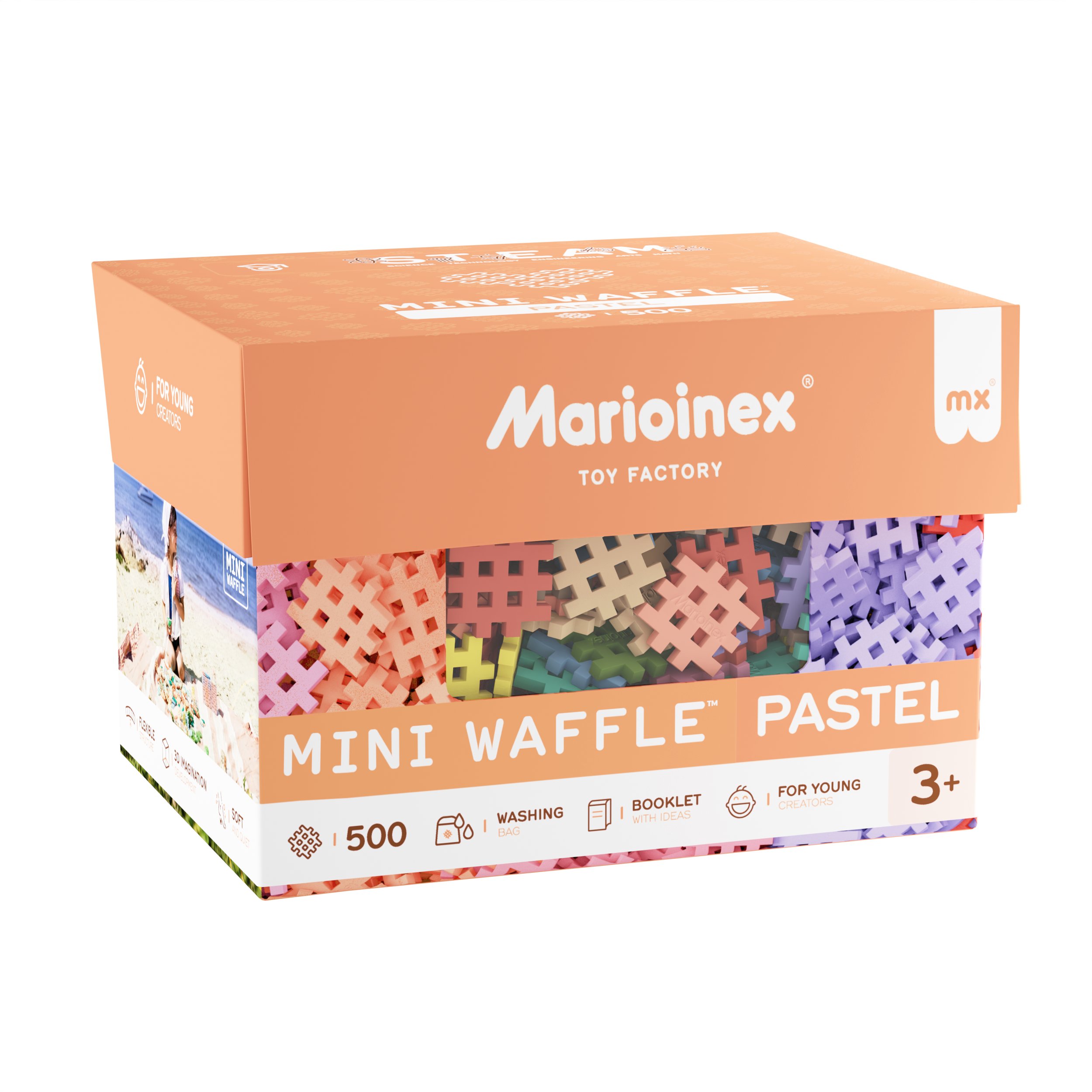 Marioinex Klocki konstrukcyjne Waffle mini pastel 500 elementów (903629)