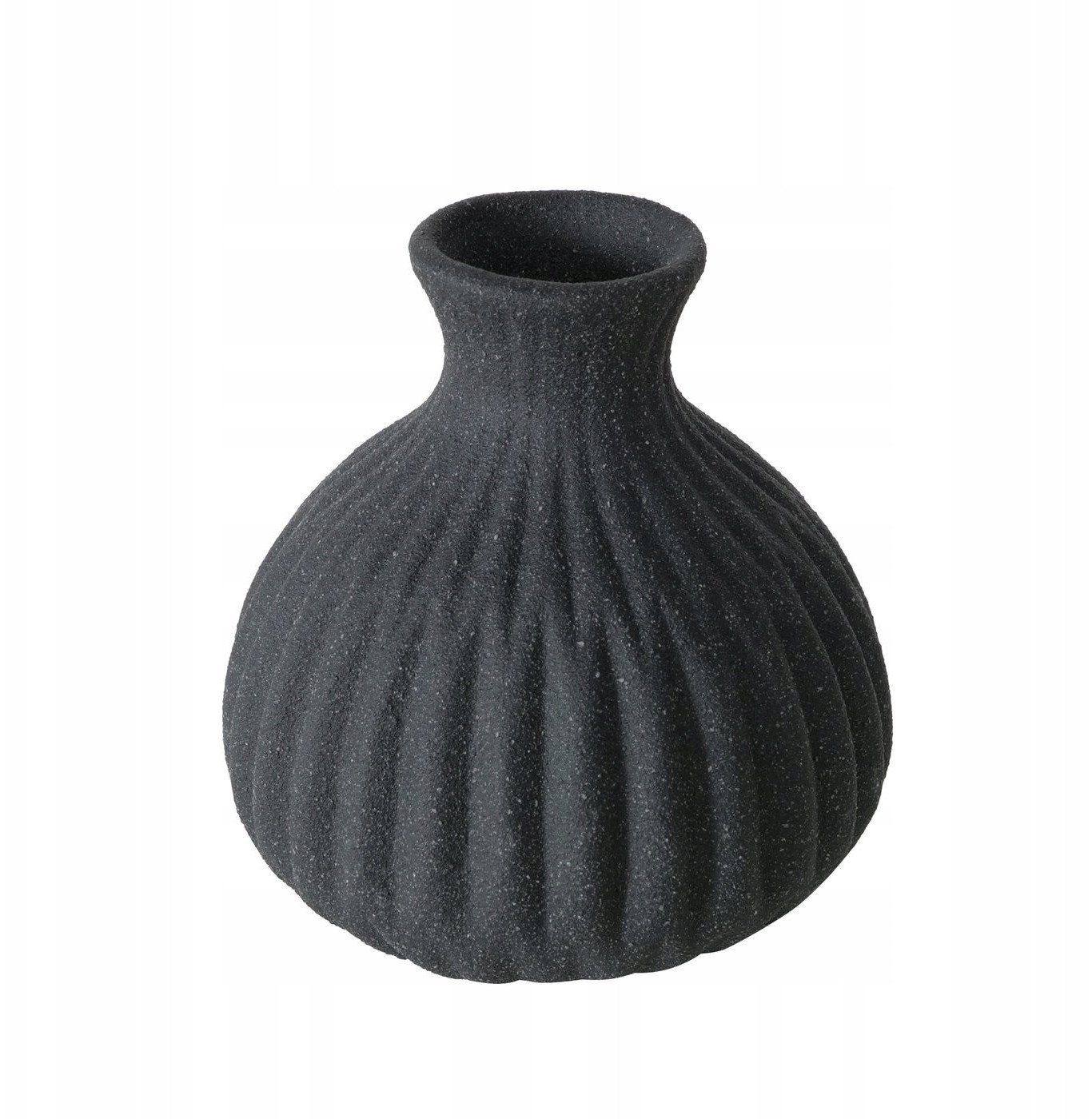 Wazon ceramiczny w prążki ESKO, czarny mat
