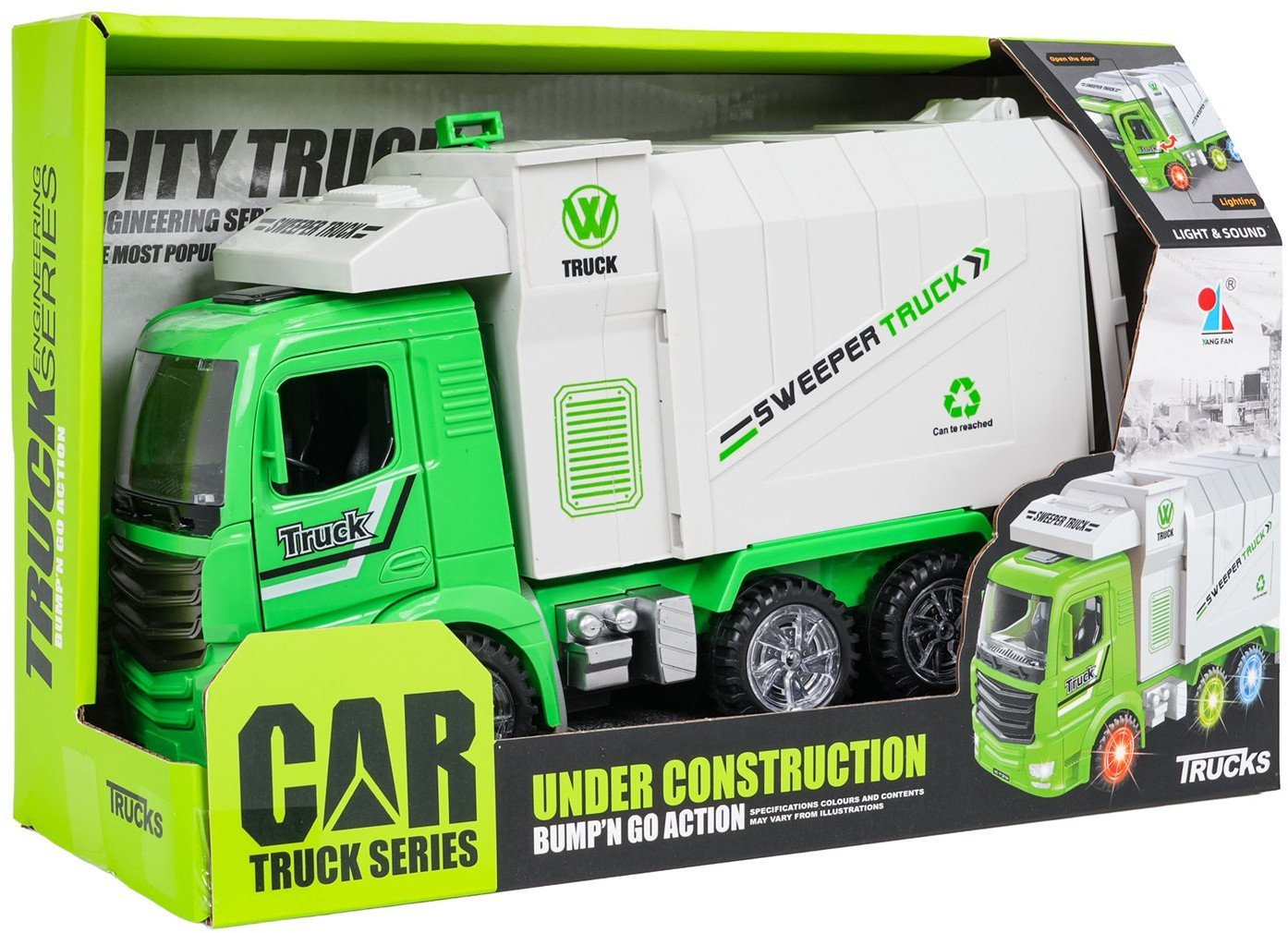 Śmieciarka z Funkcją Świateł i Dźwięku Zielona