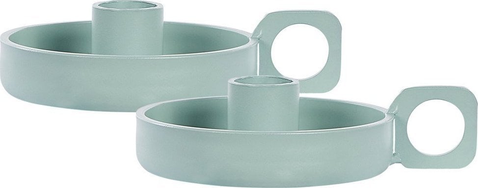 Beliani Zestaw 2 świeczników żelazny zielony CHORIO