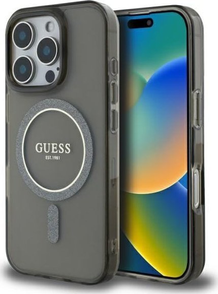 Guess Guess GUHMP16LHFGEREK iPhone 16 Pro 6.3" czarny/black hardcase IML Glitter Circle MagSafe