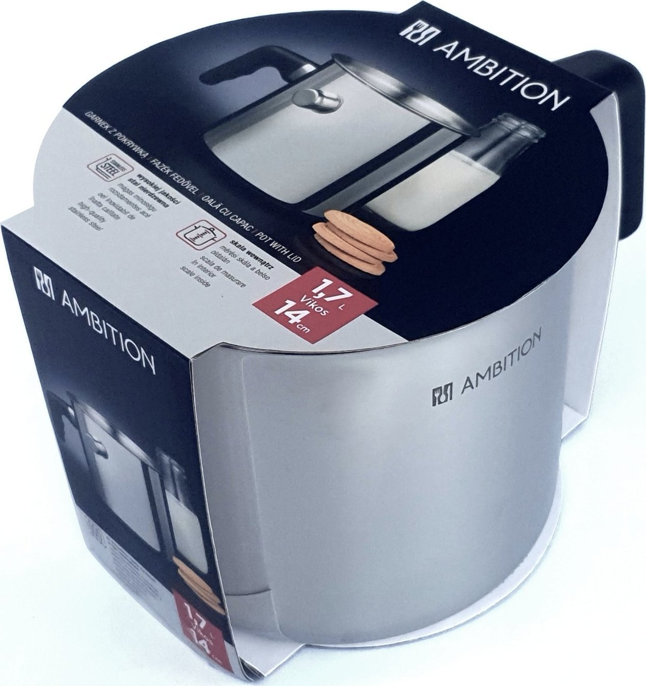 AgdExpert GARNEK DO MLEKA Z GWIZDKIEM AMBITION VIKOS 1,7L PODWÓJNA ŚCIANKA INDUKCJA