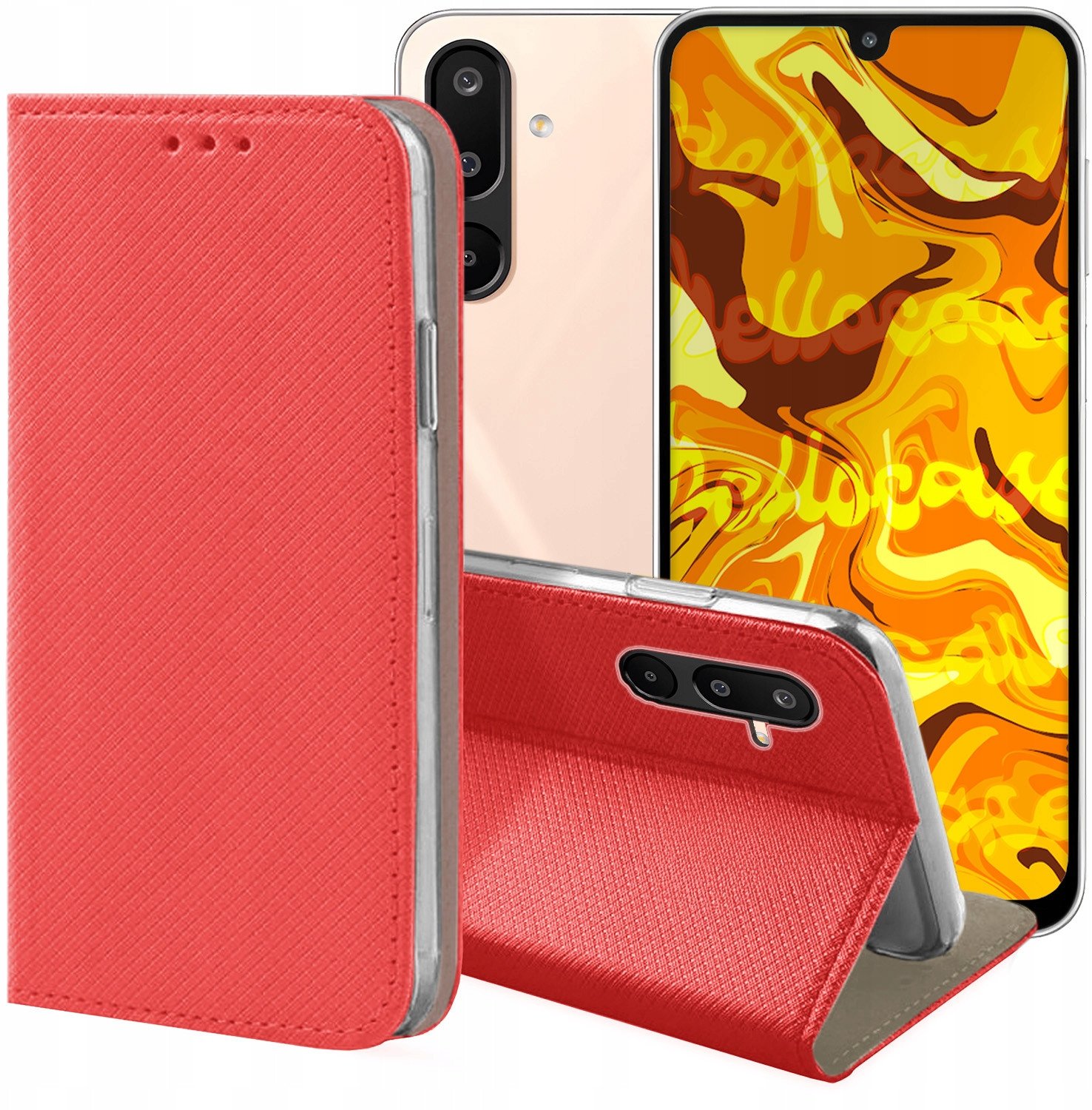 ETUI Z KLAPKĄ DO SAMSUNG GALAXY M16 CZERWONE ZAMYKANE MAGNETYCZNE KABURA