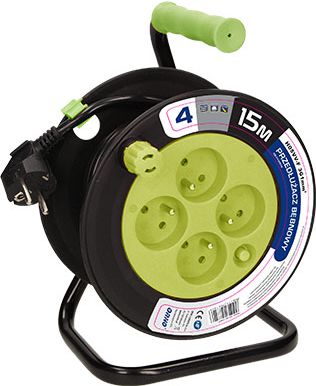 Orno Przedłużacz bębnowy MINI 4 x 230V / PVC 3 x 1mm limonkowy 15m (OR-AE-1339/L)