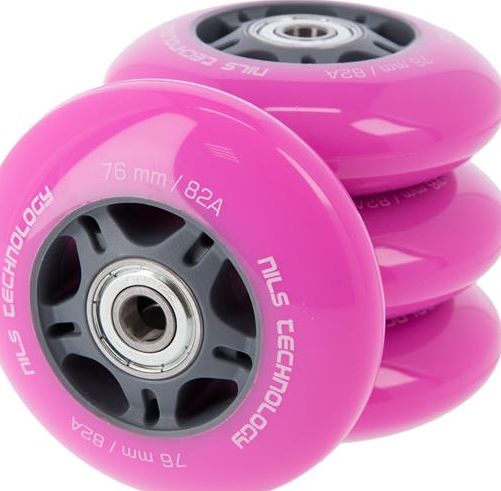 Nils Extreme PU 76x24 82A (4szt.) RÓŻOWE + ABEC-7 (8szt.) ZESTAW NILS EXTREME