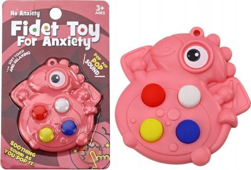 LeanToys Pop It Dinozaur Antystresowy Sensoryczny Różowy Kieszonkowy