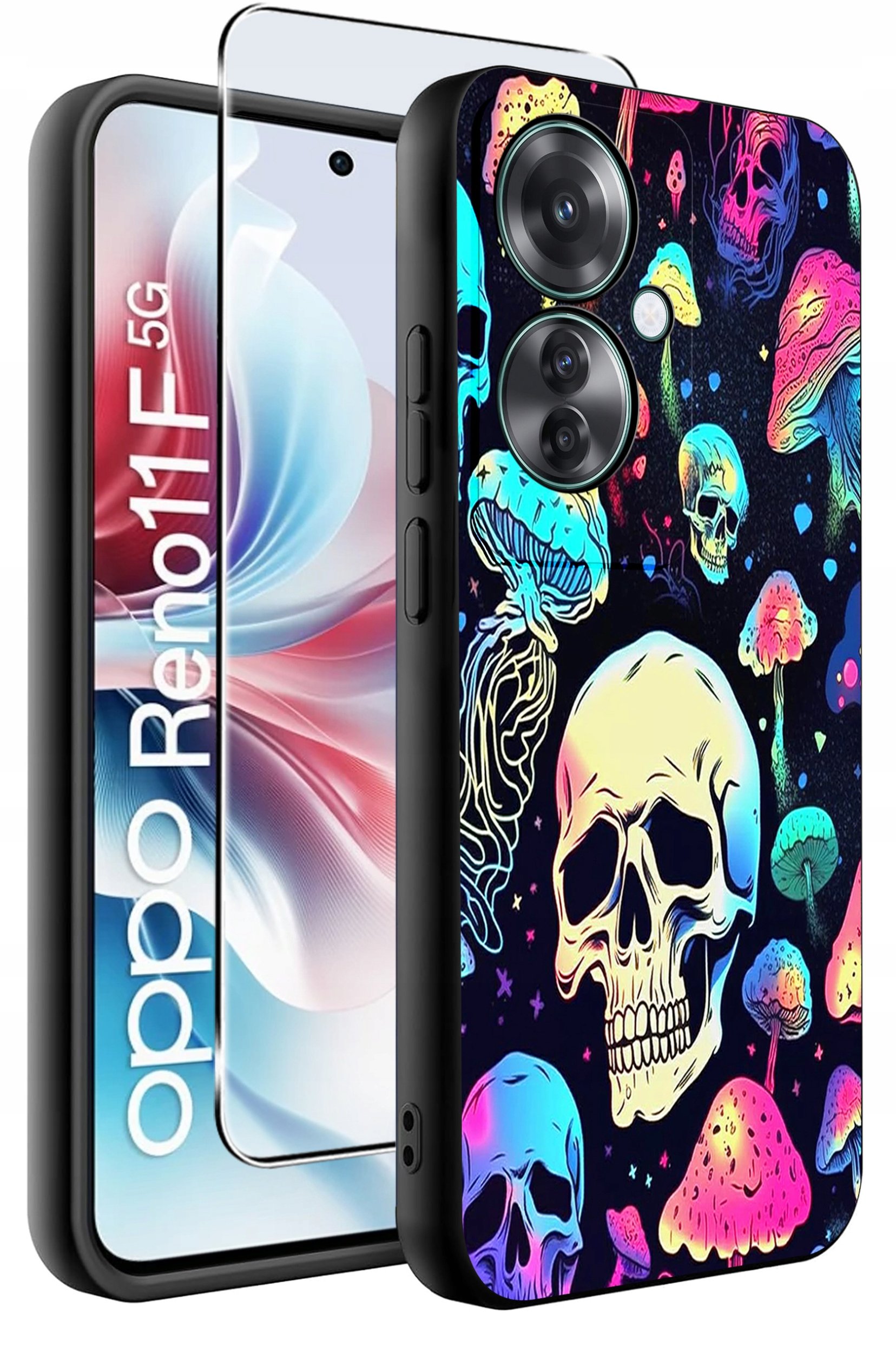 ETUI do Oppo Reno11 F 5G WZORY | SILIKONOWE MATT CASE + SZKŁO HARTOWANE 9H