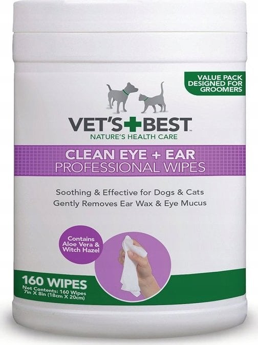 VETS BEST CZYŚCIKI DO OCZU I USZU 160szt NAPALCOWE