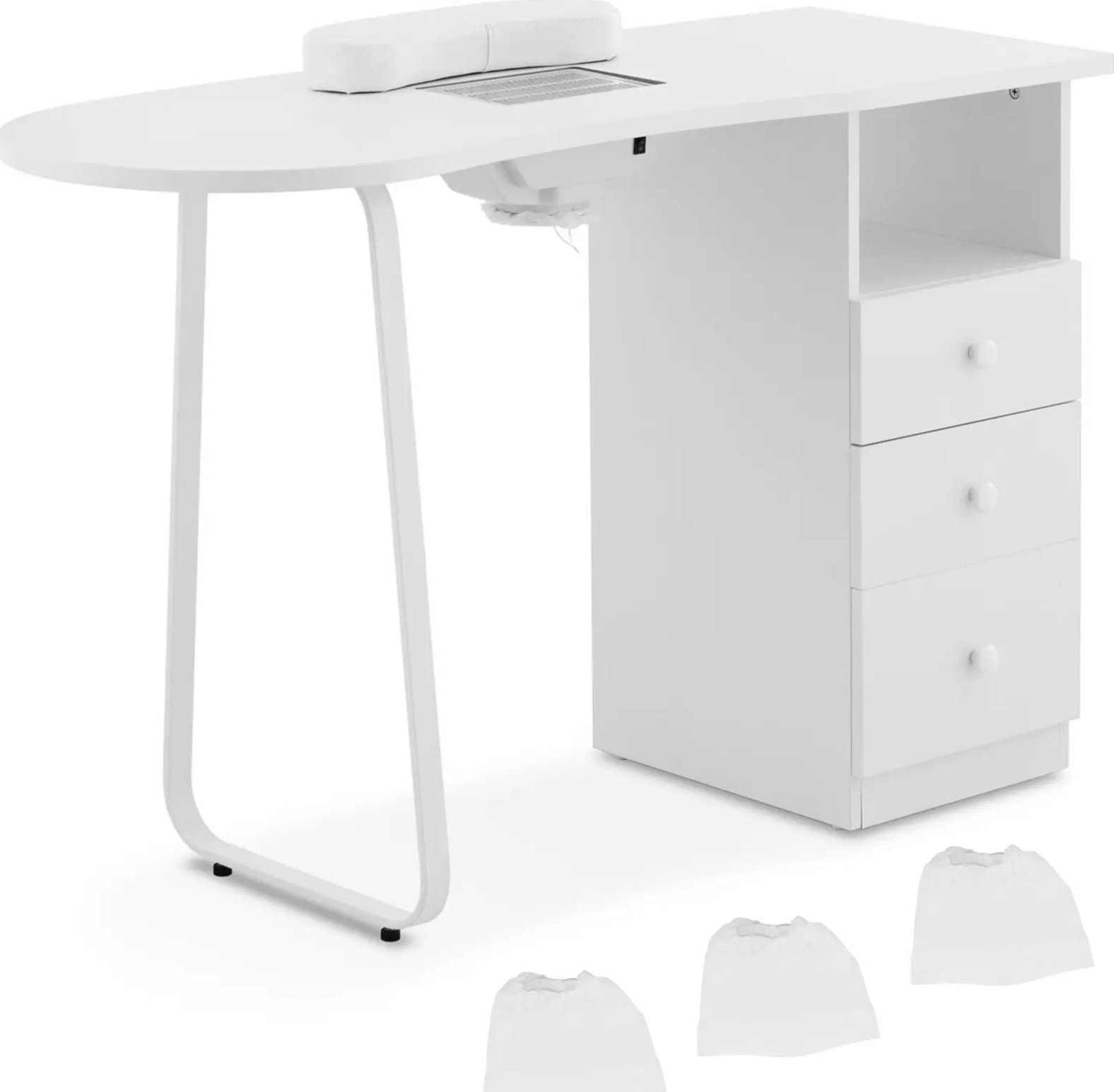Physa Biurko kosmetyczne do manicure z pochłaniaczem pyłu 120 x 45 cm - białe Biurko kosmetyczne do manicure z pochłaniaczem pyłu 120 x 45 cm - białe