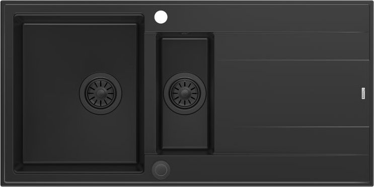 Zlewozmywak GraniteQ EVAN 156 GraniteQ zlewozmywak z syfonem Push To Open 1,5-komorowy z/o (1000x500x210; kom. 420x480) pure carbon / elementy pure ca