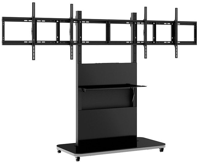 HAGOR Pro-Tower L Dual mobiles Standsystem fuer 2 TVs 140-165cm 55-65Zoll VESA max. 600x400mm max. Traglast 2x 55 kg