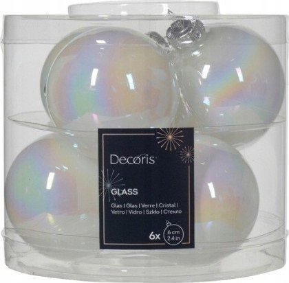 Kaemingk Bombki świąteczne szklane białe 6 cm zestaw 6 sztuk