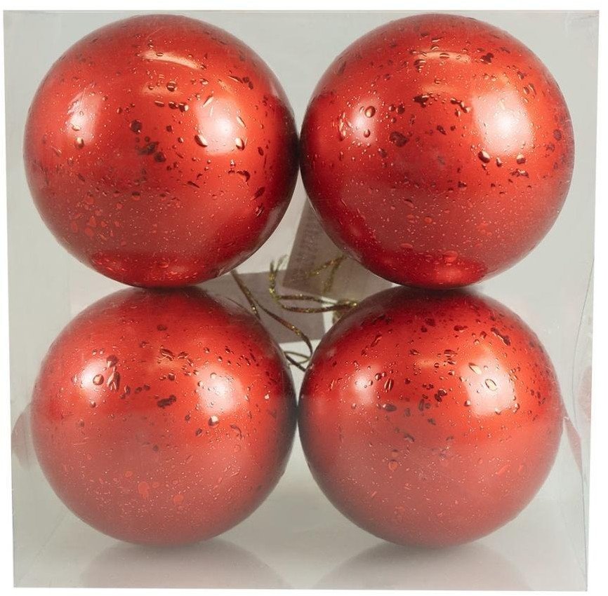 Bombki z efektem rosy czerwone 4szt