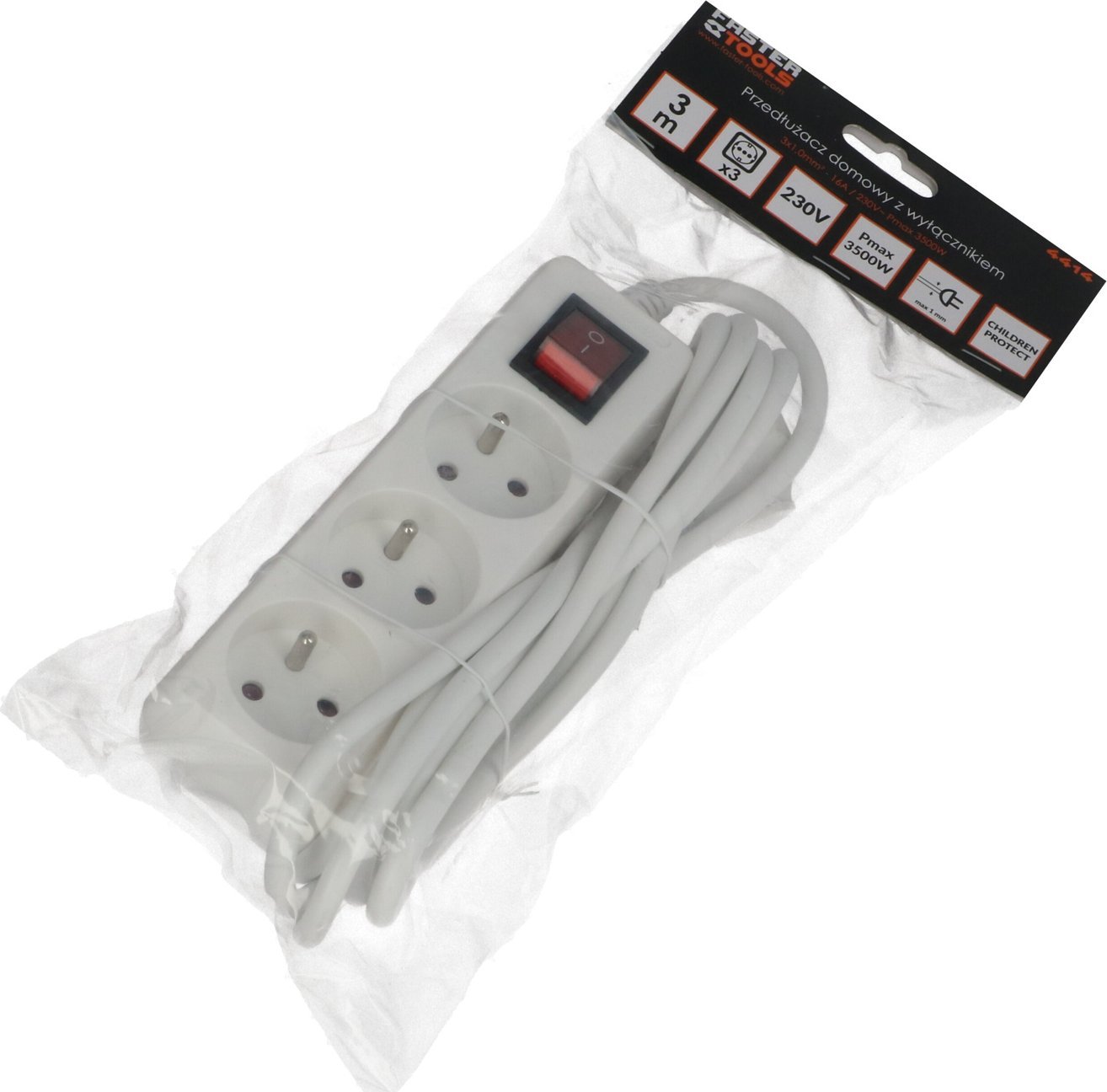 Faster Tools FASTER TOOLS Przedłużacz domowy 5-gniazd z wyłącznikiem 3 one size