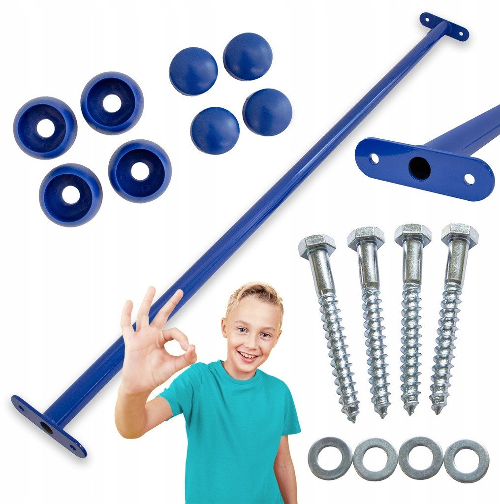 Drążek Metalowy na Plac zabaw Niebieski Długi 125 cm do podciągania