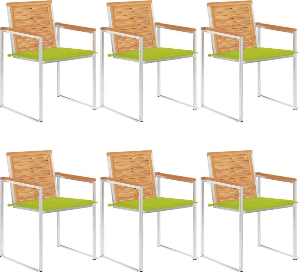 vidaXL Krzesła ogrodowe z poduszkami, 6 szt., lite drewno tekowe