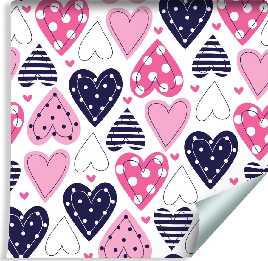 Muralo Tapeta Dla Dzieci - Prześliczne Kolorowe Serduszka