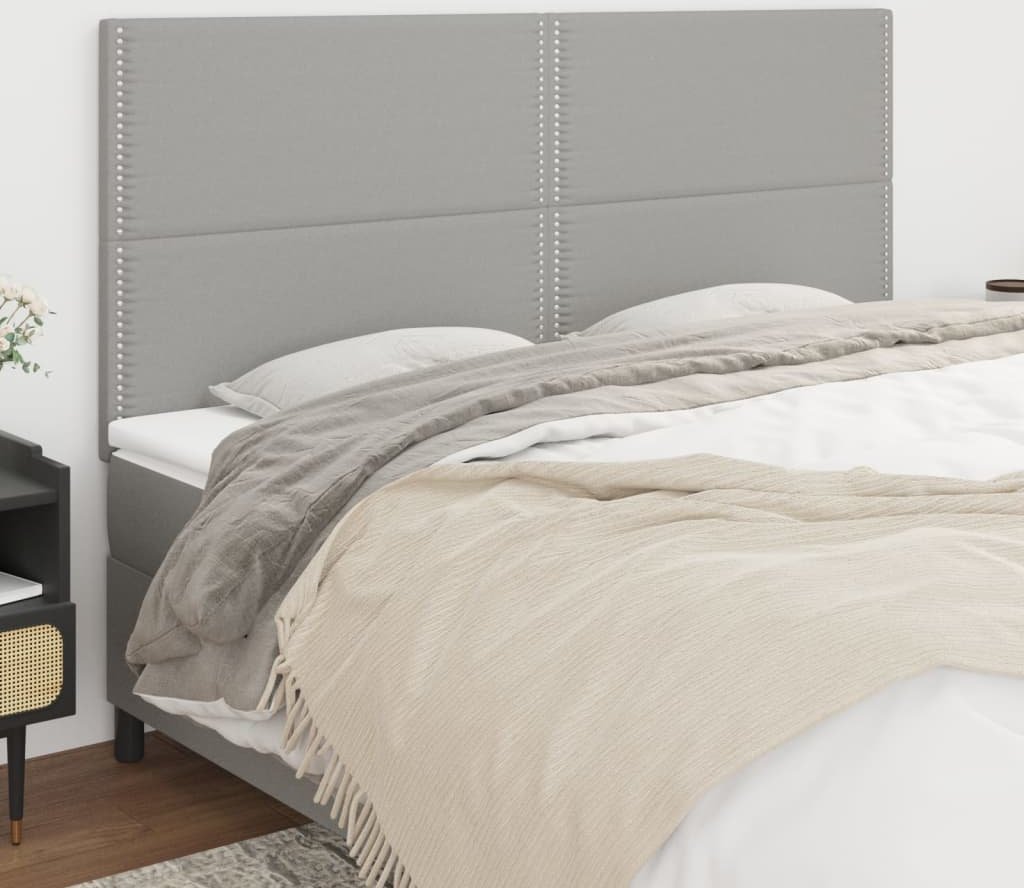 vidaXL vidaXL Zagłówki do łóżka, 4 szt., jasnoszary, 90x5x78/88 cm, tkanina