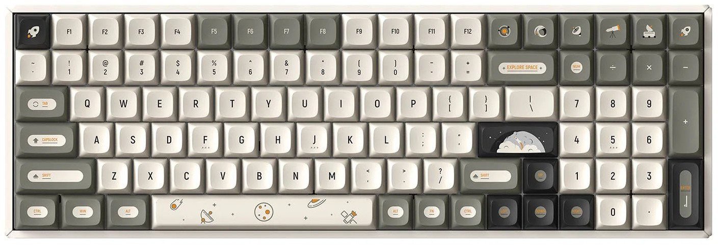 IQUNIX F97 Hitchhiker Wireless Gaming Tastatur, RGB - Moonstone-Switches