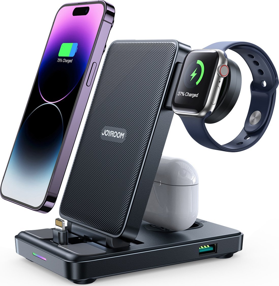 Ładowarka Joyroom Stacja ładująca 4w1 Joyroom JR-WQS02 iPhone AirPods Apple Watch składana - czarna
