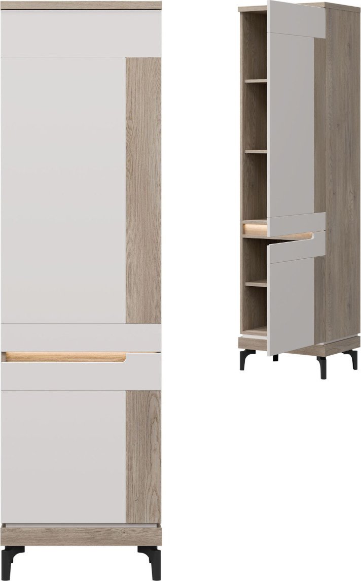 BogFran Szafka PRAWA wysoka Regał zamknięty do salonu Dąb Cremona ASTON AN10