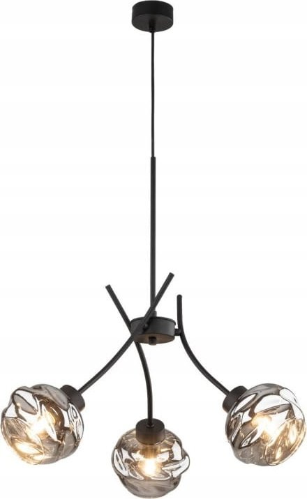 Lampa sufitowa wisząca 130cm Czarna z 3 szklanymi kloszami ZULIA