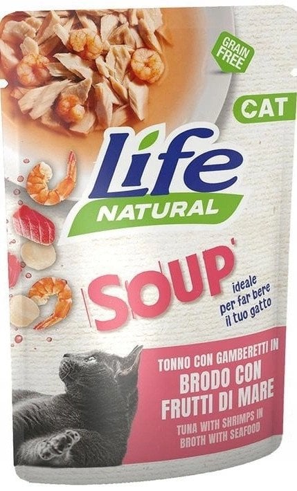 LIFE CAT SOUP 60g TUNA + SHRIMPS IN BROTH WITH SEAFOOD /30