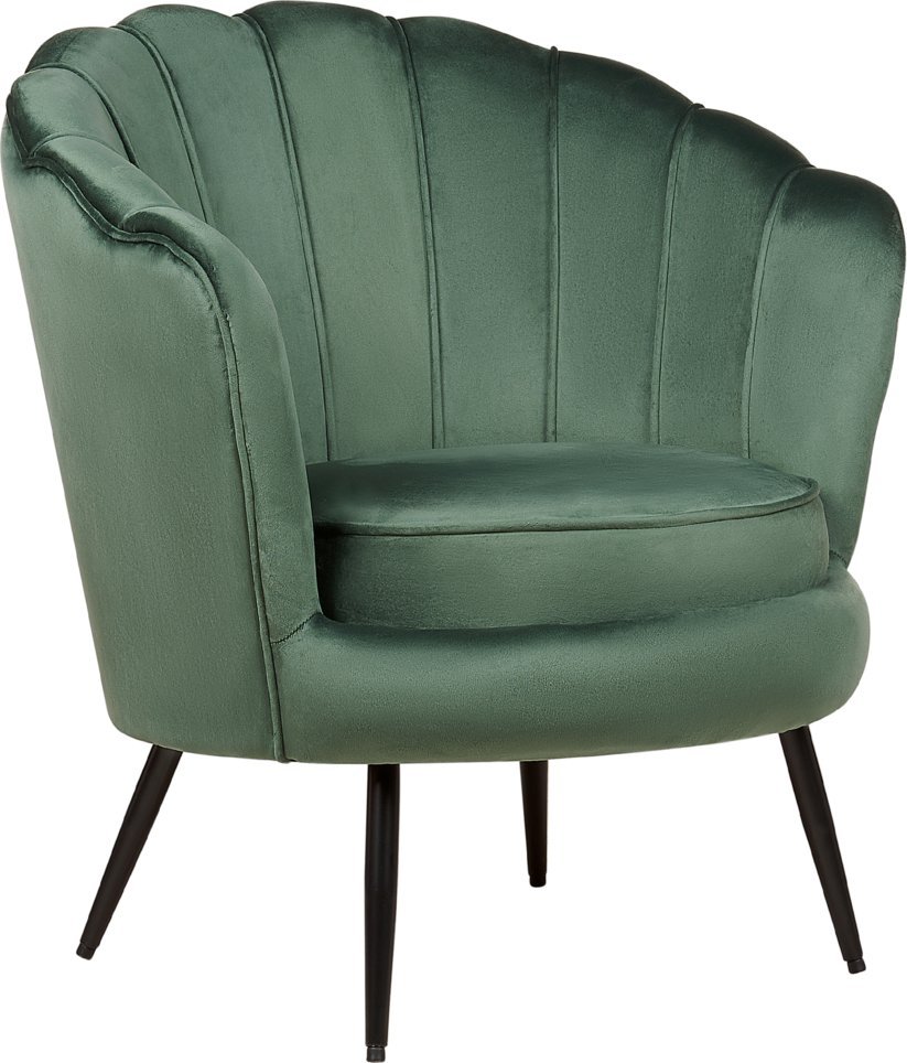 Beliani Fotel welurowy zielony LOVIKKA