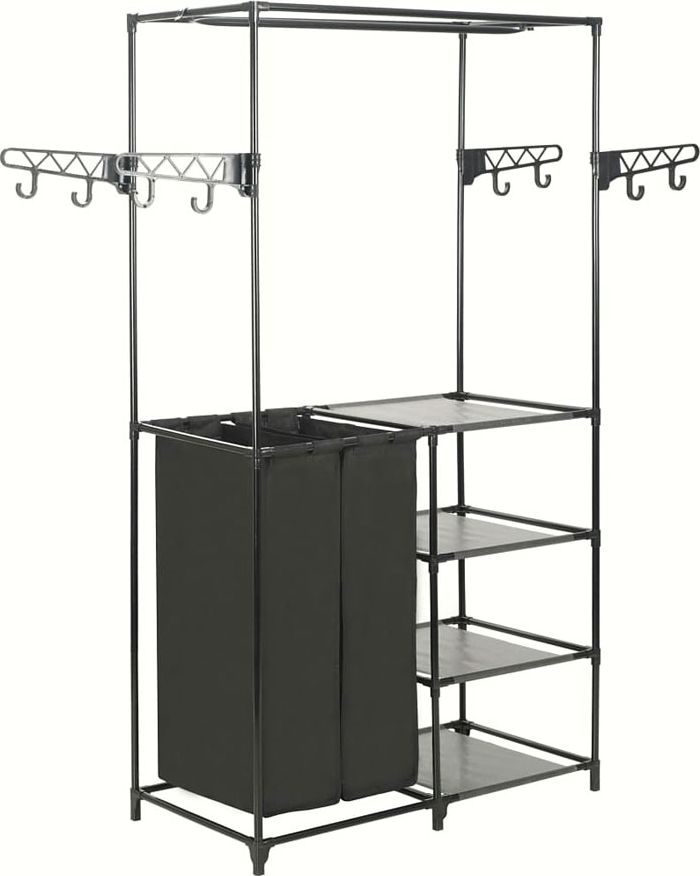 Elior Wolnostojący wieszak na ubrania z półkami i koszami - Kepler 4X