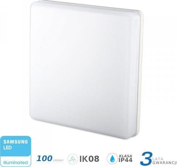Lampa sufitowa V-TAC Plafoniera Led 15W 1500lm 6500K IP44 IK08 Dioda SAMSUNG Kwadratowa 3 Lata Gwarancji 13919