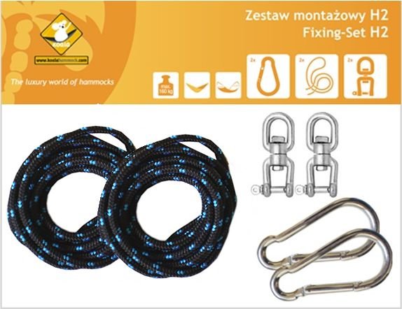 Koala Zestaw montażowy H2 do hamaków, czarny (koala/zh2)