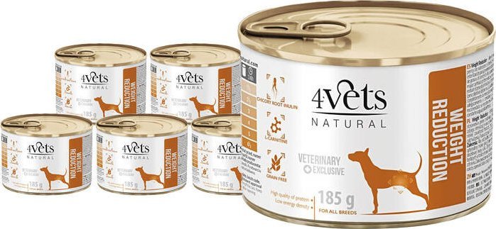 Mokra karma weterynaryjna dla psa z nadwagą 4Vets Natural Weight Reduction 6 x 185 g